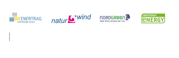 Logos von Enertrag, naturwind, nordgroon und greenpeace energy