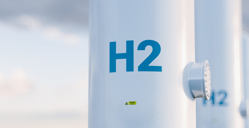 Wasserstoff-Rohr mit der Aufschrift H2