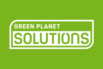 Green Planet Solutions in Weiß vor grünem Hintergrund