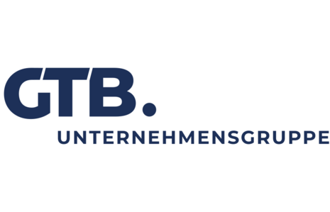 Logo der GTB. Unternehmensgruppe mit großen dunkelbauen Buchstaben G T B und dem kleineren Schriftzug 'Unternehmensgruppe' darunter