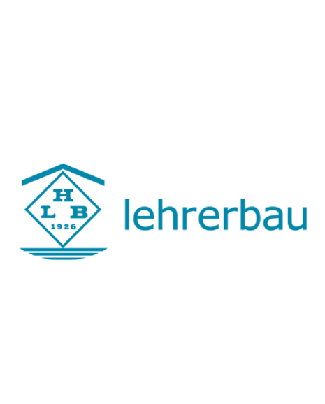 Logo der HLB Lehrerbau mit hellblauer Schrift