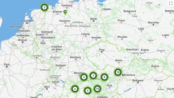 Deutschlandkarte mit Standorten von Ökostrom Lieferanten