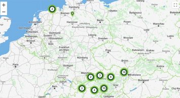 Deutschlandkarte mit Standorten von Ökostrom Lieferanten