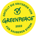 Logo: Erfüllt die Greenpeace-Stromkriterien
