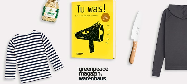 Produkte aus dem Shop des Greenpeace Magazins