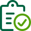 Klemmbrett mit einem grünen Häkchen als Icon