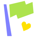 Grafische Darstellung einer Flagge mit Herz darunter