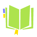 Grafische Darstellung eines Buchs mit Post-Its an der Seite